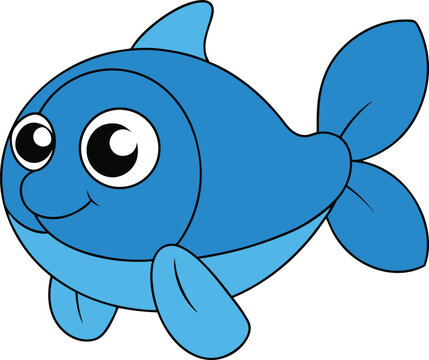 bluey bubbles   cartoon fish on white background  .eps
