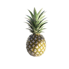 Fototapeta premium Fresh Whole Pineapple with Green Leaves on White Background, Ideal for Healthy Eating, Tropical Fruit, and Natural Food Concepts