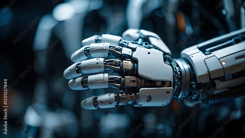 Poster close-up of a futuristic robotic hand advanced mechanics and artificial intelligence