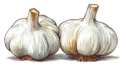 Obraz premium Detailed Garlic Vector Illustration for Culinary Designs and Food Concepts