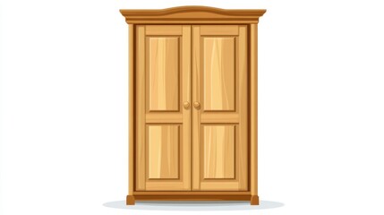 Illustration of a light brown wooden wardrobe with two doors closed tight