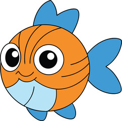puffin puff   cartoon fish on white background   f.eps