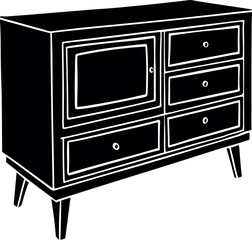 Solid Wood TV Unit With Drawers Shallotte On White Background
