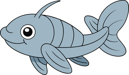 silvy silverfish   cartoon fish on white backgroun.eps