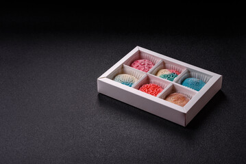 Chinese mooncake is an Asian sweet dessert. Asian mooncake as a background for your design