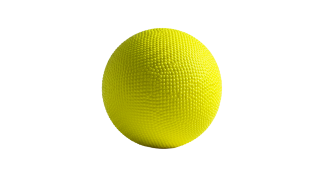 A vibrant yellow sphere radiating energy its textured surface hinting at untold stories in a on transparent background