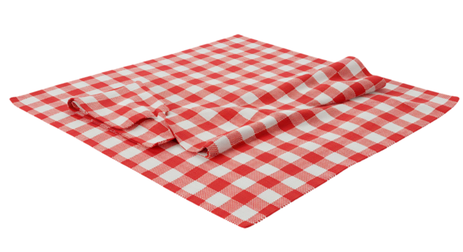 Classic red and white checkered tablecloth a symbol of cozy home dining folded elegantly for a on transparent background