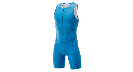 A vibrant blue triathlon suit for peak performance ready for the race with sleek design and on transparent background