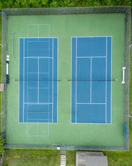 Tennis courts with retrofitted Pickleball courts