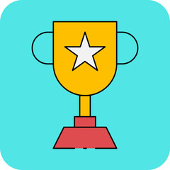 Gold trophy single icon vector illustration