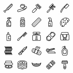 Collection of beauty products and personal care items vector illustration for cosmetic and hygiene needs
