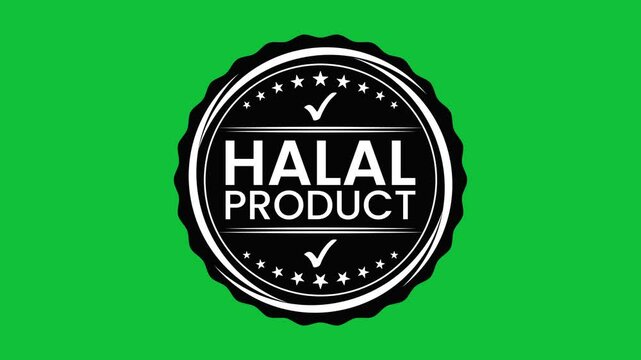 halal product Green Screen Animated Graphics Video black Badge in Sans Serif Typography for product promotion