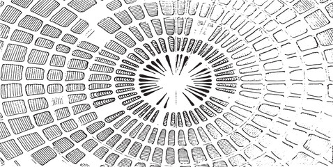 Circular texture. Distressed uneven grunge background. Abstract vector illustration. Overlay to create interesting effect and depth. Isolated on white background. EPS10.