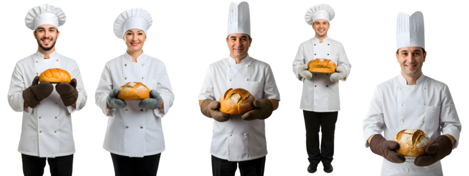 PNG Baker person bread loaf chef uniform glove profession culinary craft artisan concept collection on transparent background