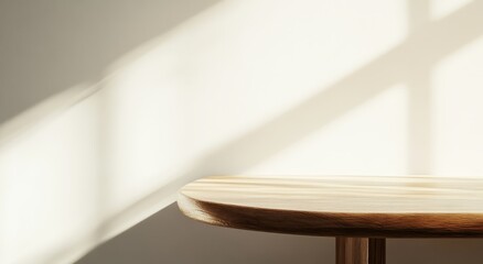 Minimal Natural Wooden Table in Sunlight for Elegant Product Display and Branding
