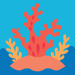 vector illustration of a  red grass under the sea