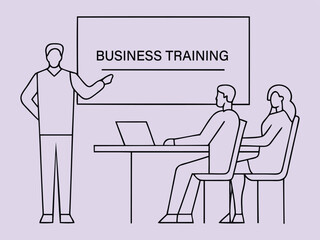 High quality Business Training or Workshop Concept vector illustration, Business Training or Workshop Concept banner, Business Training or Workshop Concept isolated line art vector