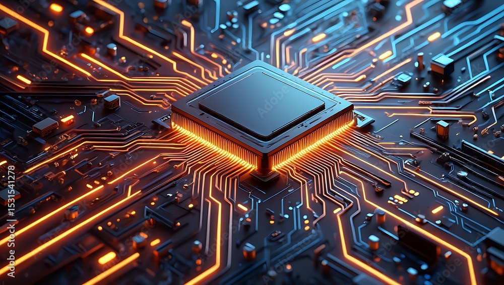 Aufkleber illuminated microchip exploring the intricate world of semiconductor technology