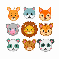 Collection set of funny cartoon animals