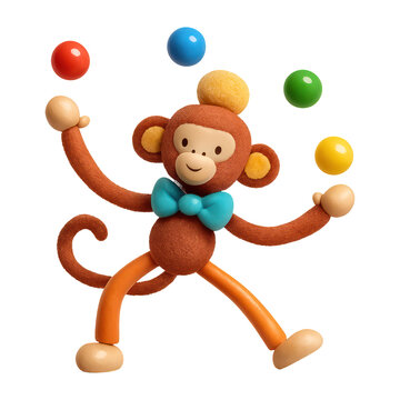 PNG Playful juggling monkey illustration
