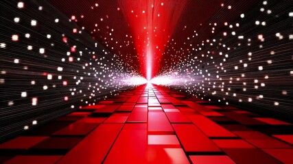 A red and black abstract background with a red light at the end of the tunnel - Powered by Adobe