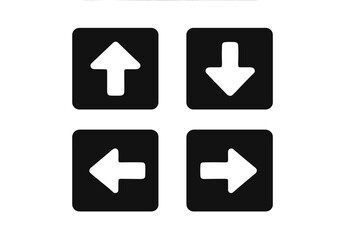 Directional Square Icons. Solid style icons of arrow in square: arrow up in square, arrow down in square, arrow left in square,