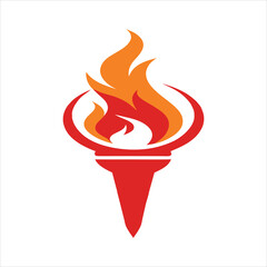 Fire Torch Logo Vector Symbol of Flame and Light