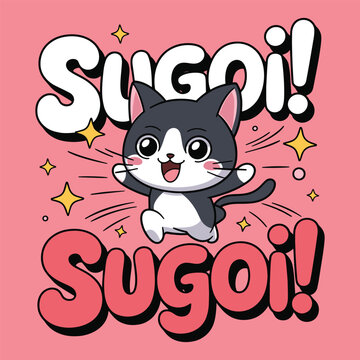 Sugoi Cute Cat T Shirt Design