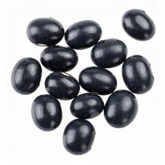 Black Soybeans on Isolated White Background – Dark Seed Variety with Glossy Surface and Organic Feel