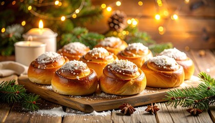 Festive Sweet Rolls with Christmas Baking.