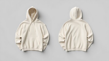 Cream-Colored Hoodie Mockup Front and Back Views for Design Inspiration