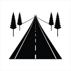 Minimalist Road Scene with Tree and Pole Icon Design