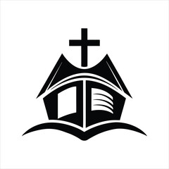 Religious Bible Icon with Cross Symbol Vector Art