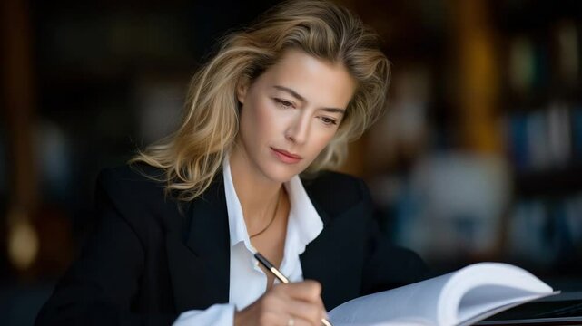 Focused professional marking key phrases in legal report