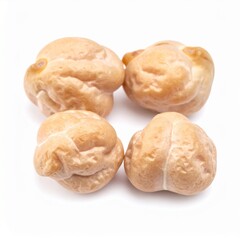 Chickpeas on Isolated White Background – Cream-Colored Garbanzo Beans with Textured Surface and Soft Shadow Effect