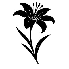 Elegant Lily Silhouette Vector, Minimalist Floral Design.