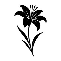 Elegant Lily Silhouette Vector, Minimalist Floral Design.