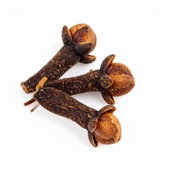 Clove Buds on Isolated White Background – Aromatic Dried Flower Buds with Botanical Detail and Studio Lighting