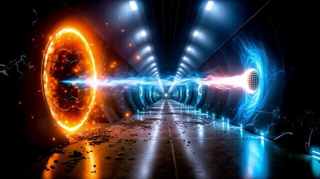 A tunnel with a glowing light at the end of it