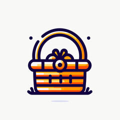 Illustration of a decorated basket with a bow on a light background