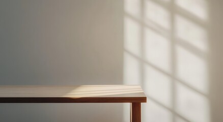 Natural Wood Table with Warm Light for Product Showcases and Packaging Mockups