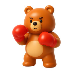 Obraz premium PNG Cute boxing bear figurine toy