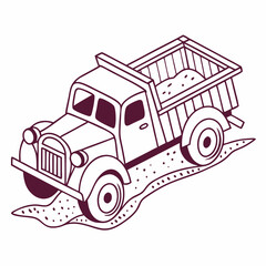 vector illustration of a truck and cartoon truck isolated on white