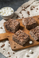Homemade Chocolate Rice Crispy Treat Squares