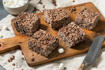 Homemade Chocolate Rice Crispy Treat Squares