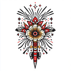 American traditional tattoo, Zip-a-Dee-Doo-Dah, firework logo, white background