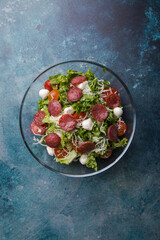 Pepperoni Salad with Lettuce and Mozzarella