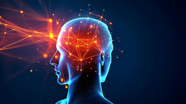 Abstract background neural, brain activity, cognitive simulation. Neural network. Neurons transmit electrical signals. Synapses increase memory capacity. Brain function enhances learning ability.