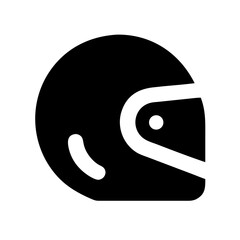 Fototapeta premium Solid Motorcycle Helmet Icon – Black Silhouette Vector: Bold, solid black vector icon of a motorcycle helmet, ideal for safety signage, apps, and transport graphics.