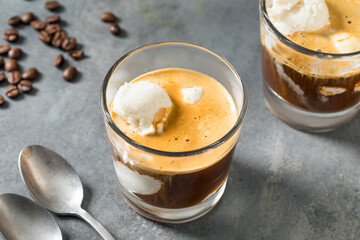 Homemade Coffee Affogato Gelato Ice Cream